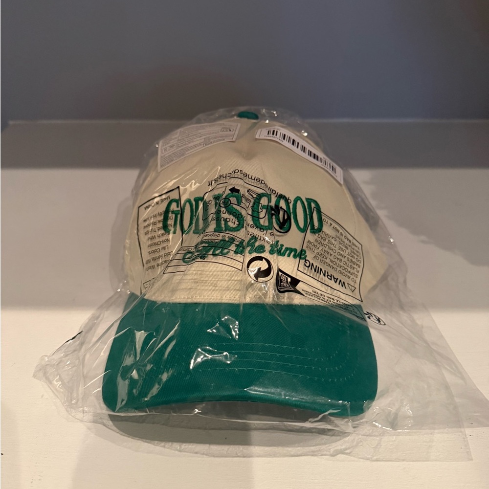 Green and Cream Embroidered Cap